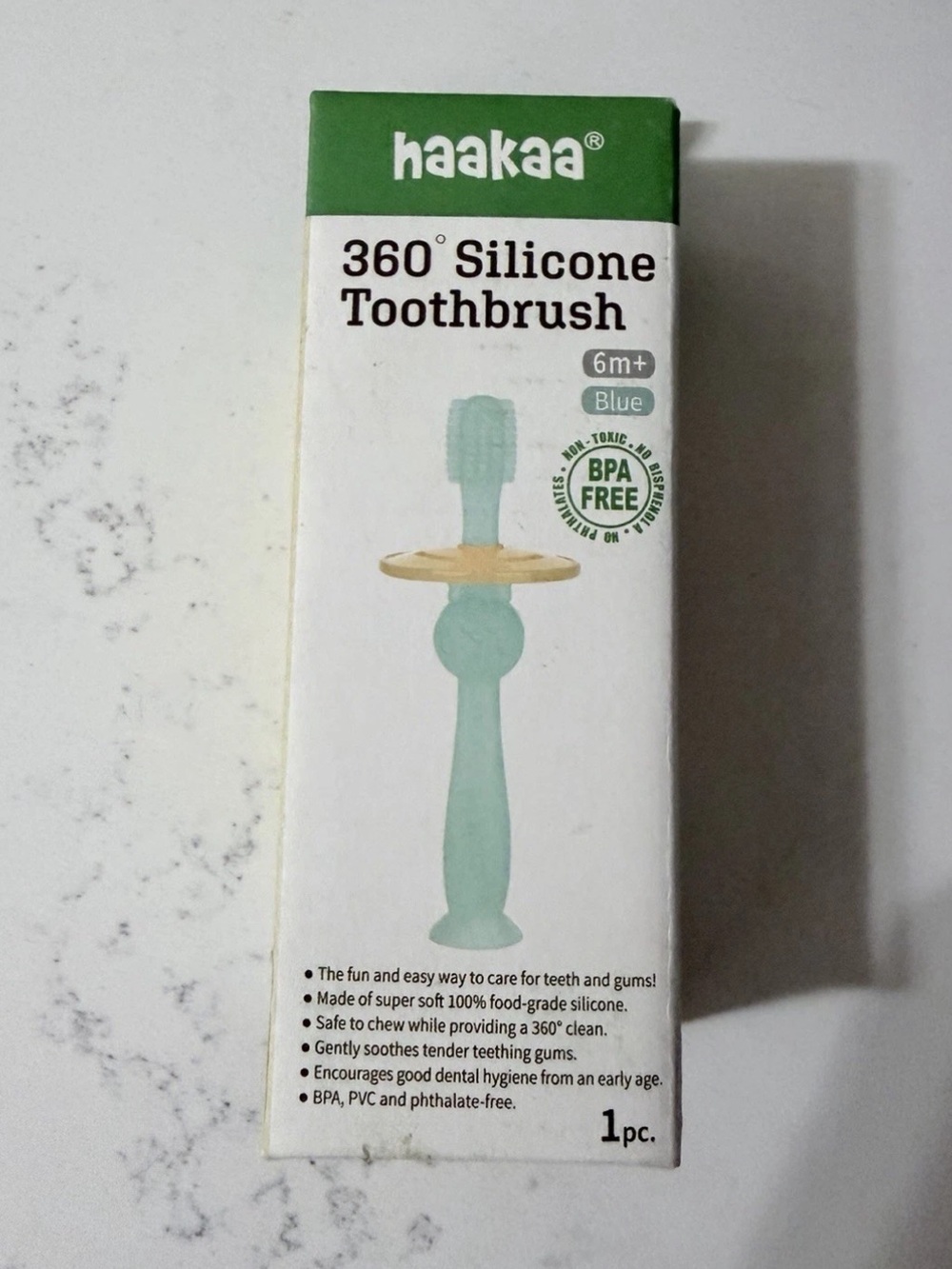 Haakaa 360° Silicone Baby Toothbrush 100% Soft Food Grade Silicone, BPA-Free NEW